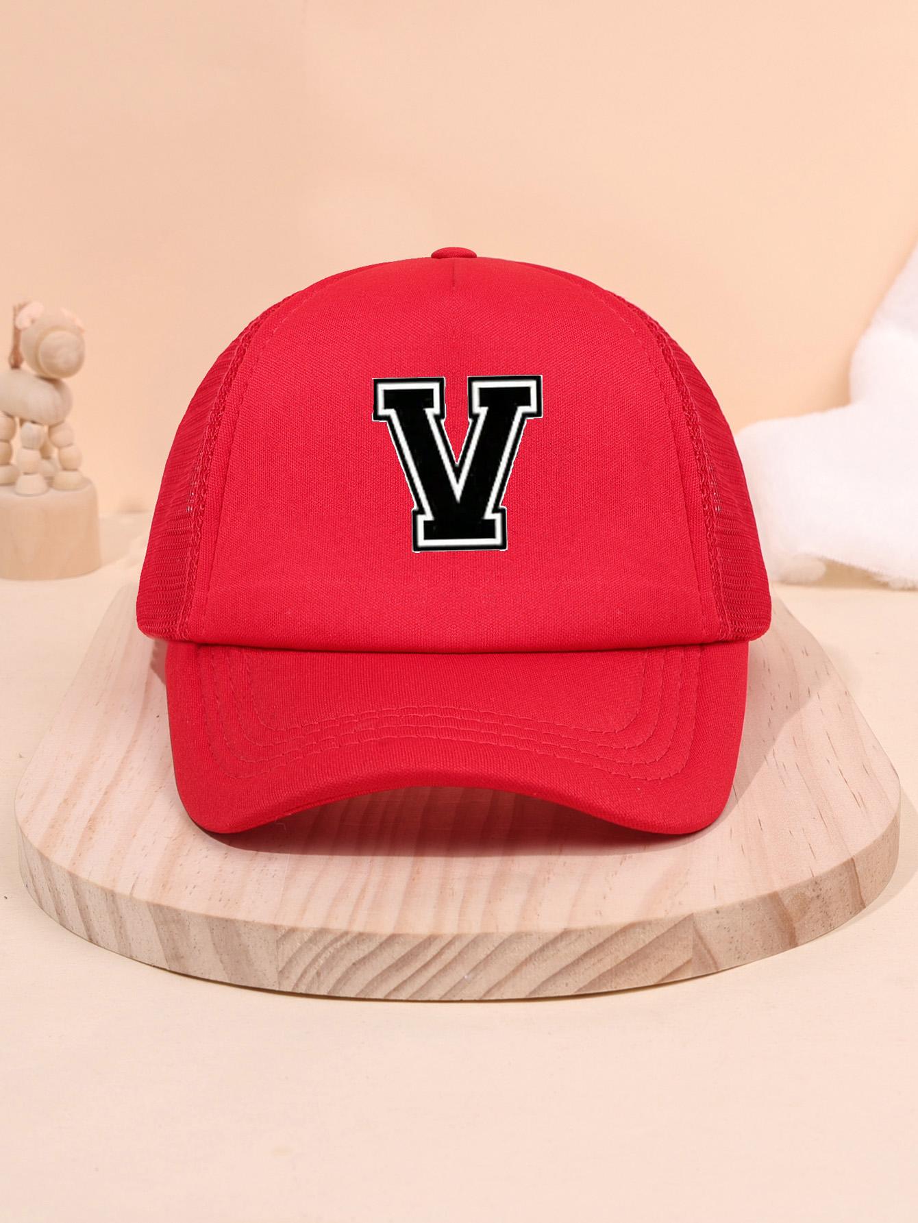 

1pc children s letter A-Z sunshade baseball cap, spring and summer mesh breathable truck driver cap suitable for outdoor One Size