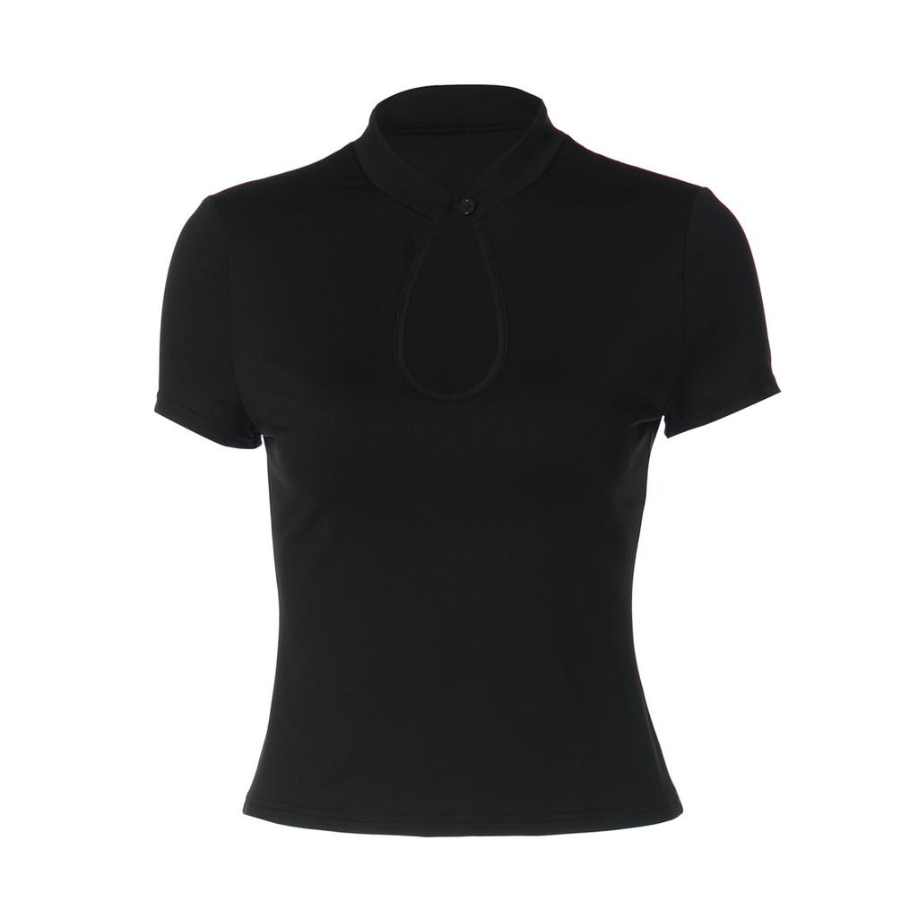 Hot-selling women's clothing in Europe and the United States, new products in spring and summer, fashionable and sexy chest hollow disc buckle solid c