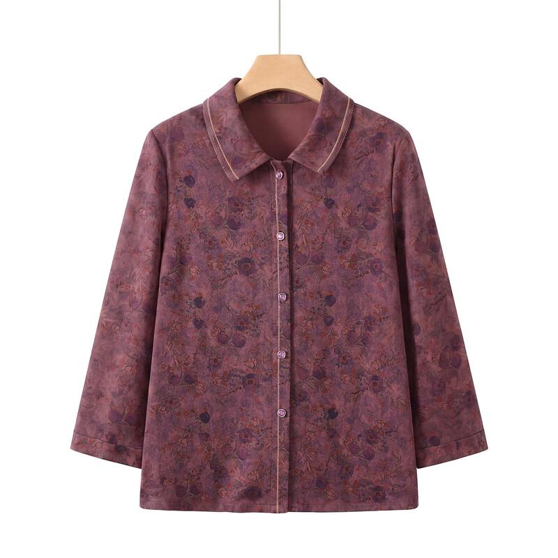 Women's Elegant Floral Button-Down Blouse for Mature Women