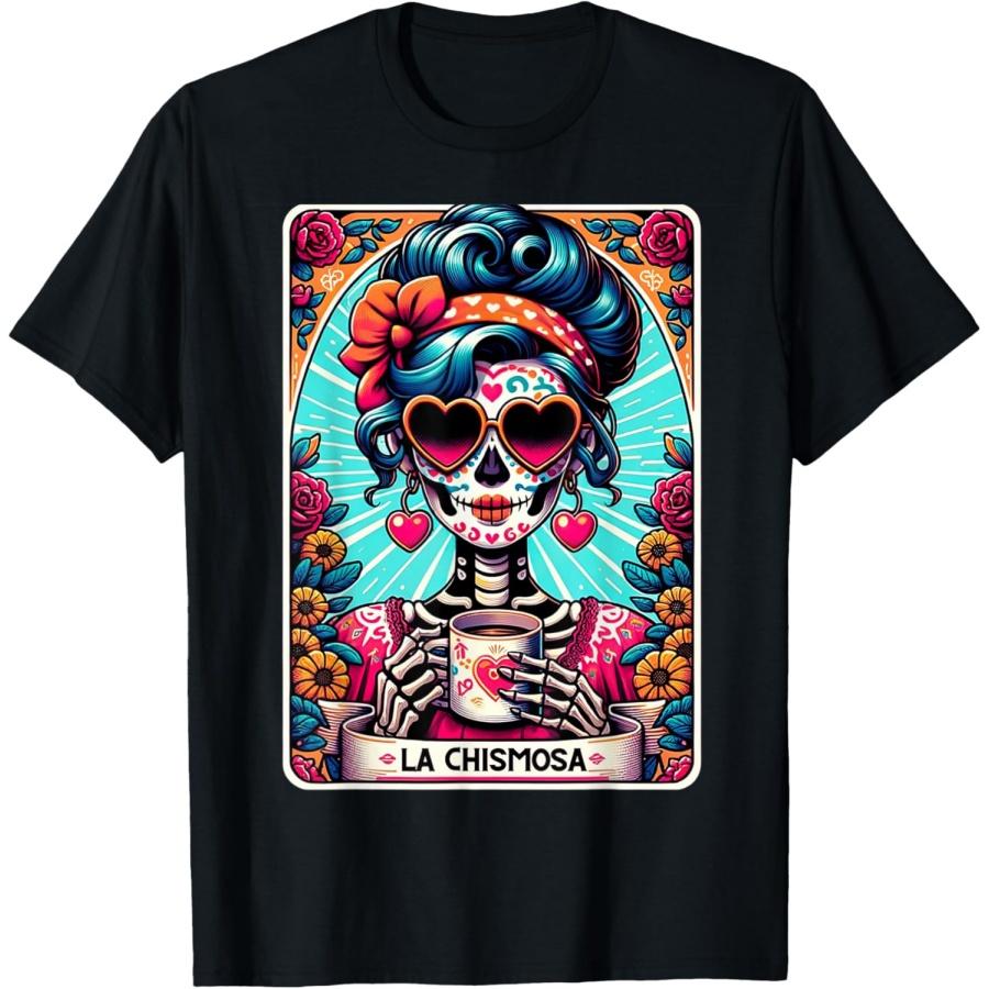 La Chismosa Tarot Card Mexican Chisme, Latina Skeleton T-Shirt XXXXXL чёрный