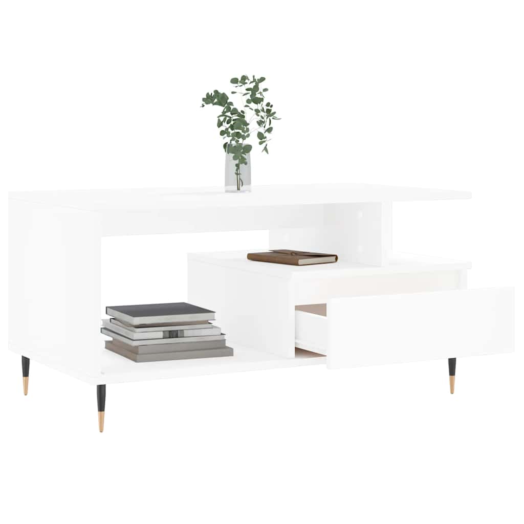Coffee Table White 90 x 49 x 45 cm Engineered Wood