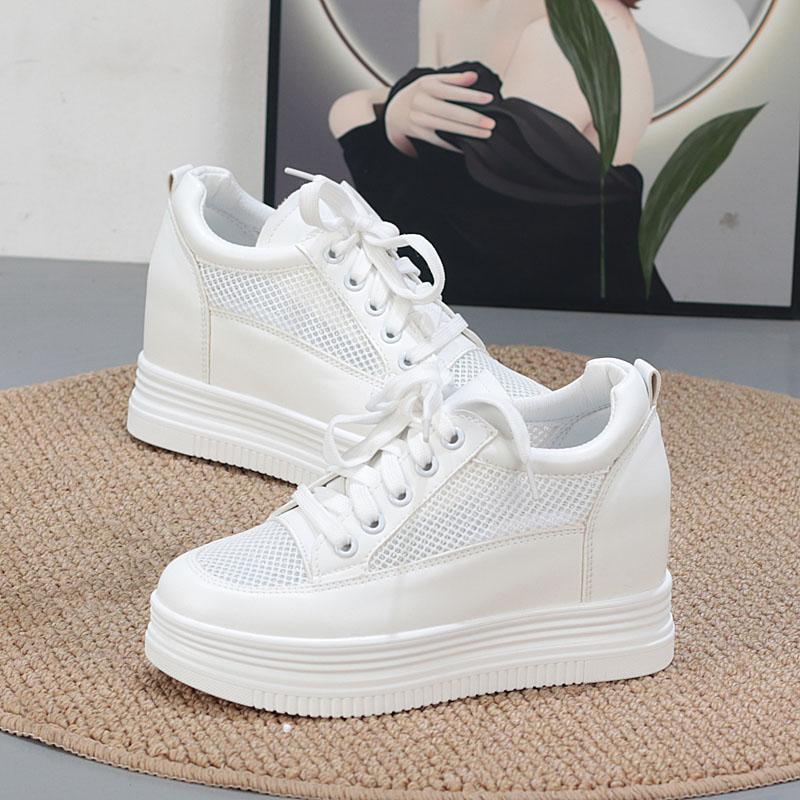 Fashion 7CM Women White Sneakers Platform Shoes Woman Pumps Autumn Tennis Shoes Summer Heels Shoes Height Increasing
