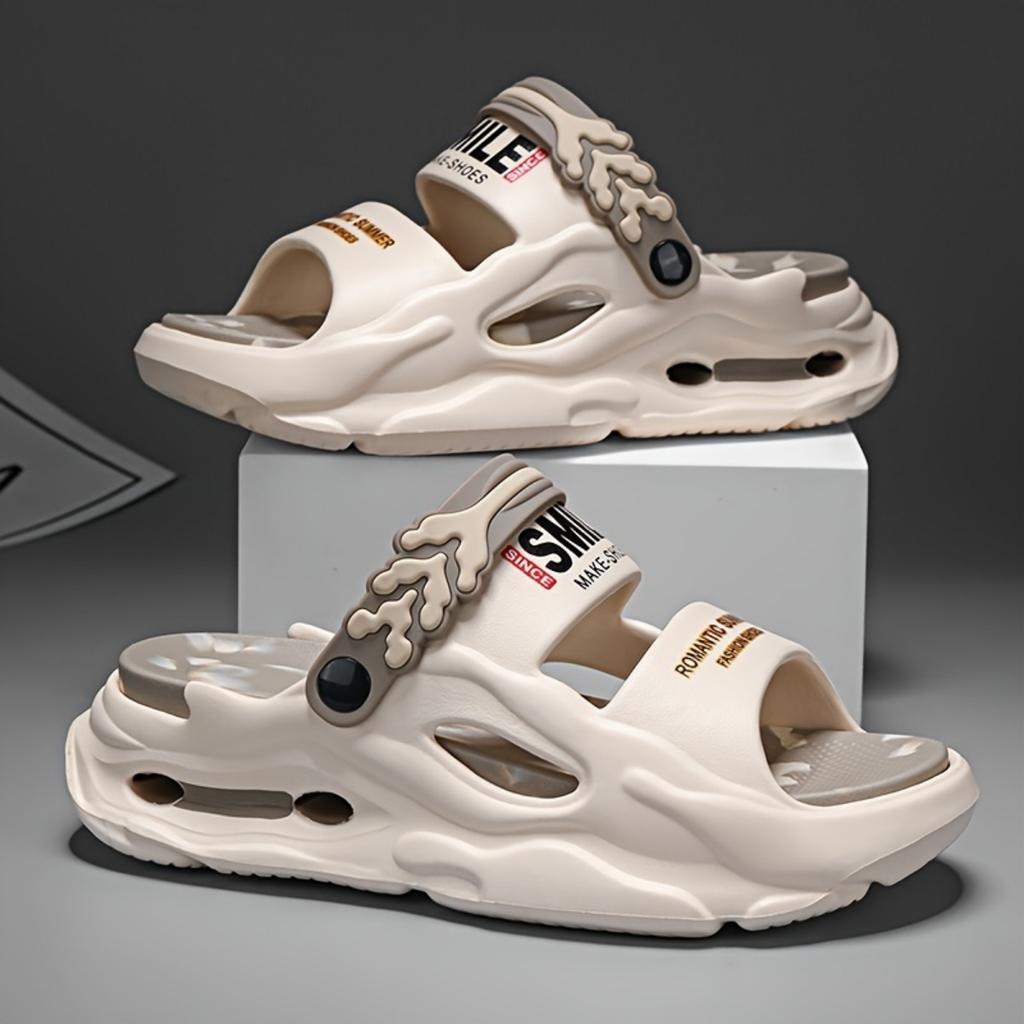 Men's and Women's EVA Sports Sandals&Slippers - Non Slip Casual Letter Printed Round Head Design - Lightweight and Breathable Couple Beach Shoes