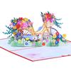 Värske stiiliga jalgratta 3D hüpik-õnnitluskaart lilledega