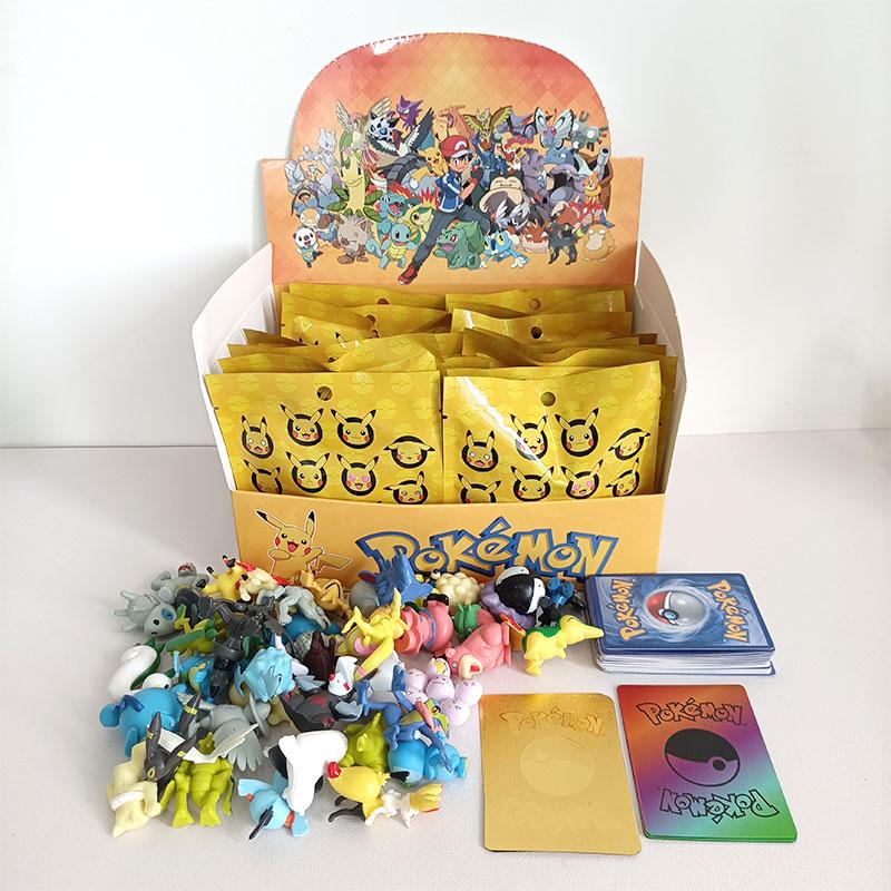 Anime Pokemon Figuren Überraschungsbox Pikachu Figur mit Karte Spielzeug Weihnachten Halloween PVC Puppen Anhänger für Kinder Geschenke