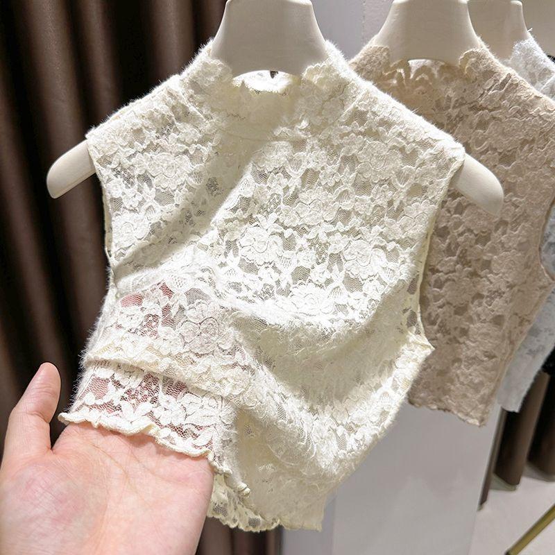 Brushed Lace Sleeveless Vest Women's Spring and Autumn Fake Collar New Inner Layering Shirt