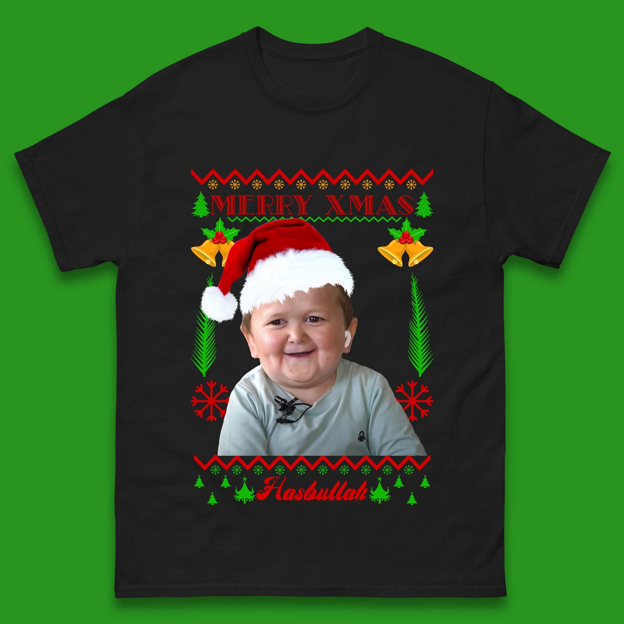 Merry Xmas Hasbullah Christmas Mens T-Shirt Womens Tops Tees 4XL