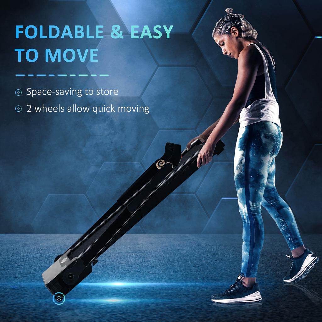 Folding Treadmill, 1.85HP Installation-Free Walking Jogging Running Machine, 12KM/H with 12 Pre-Programs and LED Display for Home Gym Office