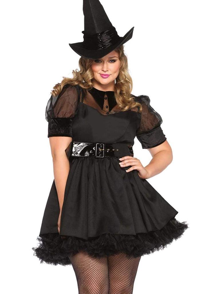 LEG AVENUE Bewitching Witch and Hat Set Black Dress, Belt, (1X/2X) (85238X)
