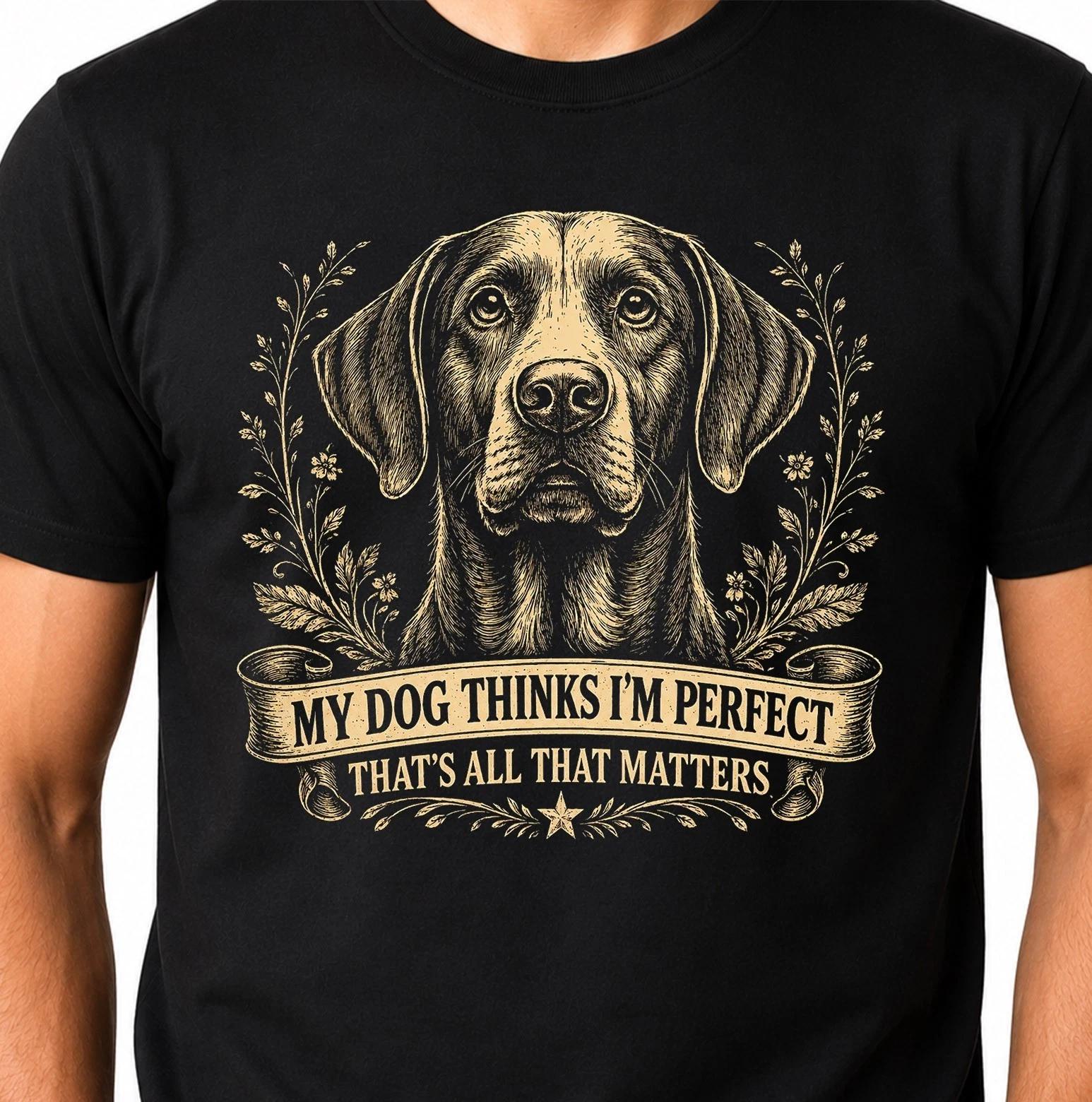 Dog Dad T Shirt Funny My Dog Thinks I m Perfect Pet Lover Gift Graphic Tee XS