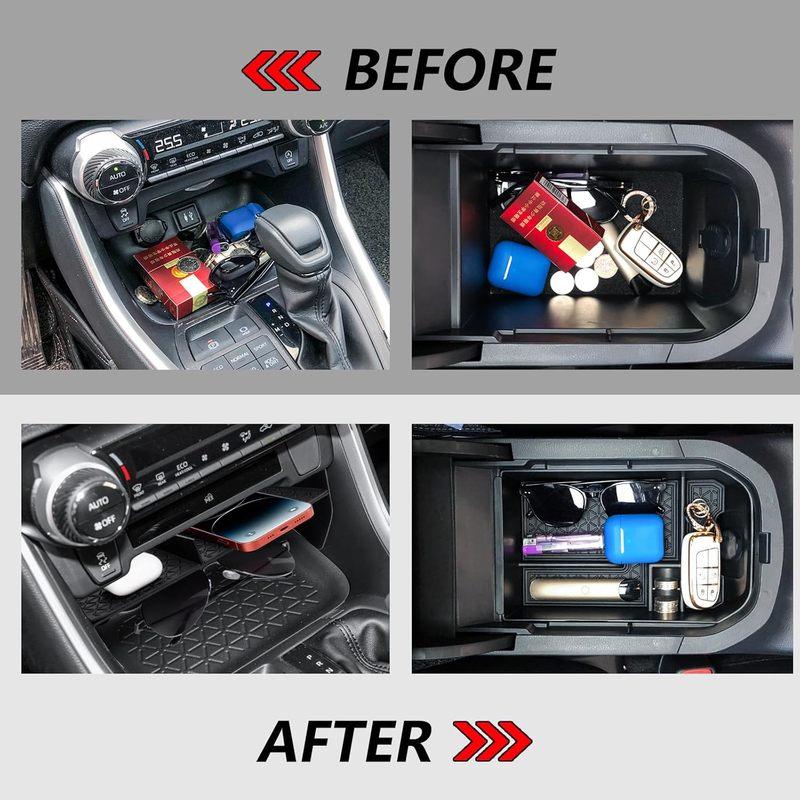 2PCS Center Console Organizer Tray and Armrest Storage Box For Toyota RAV4 2025 2024 2023-2019 Insert Secondary Storage Box.