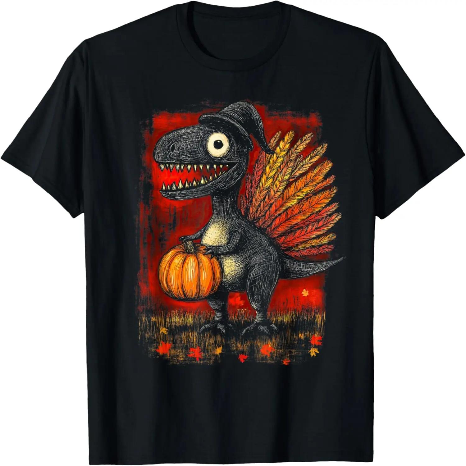 Funny Thanksgiving Turkey Pilgrim Dinousaur For Kids Boys T-Shirt S