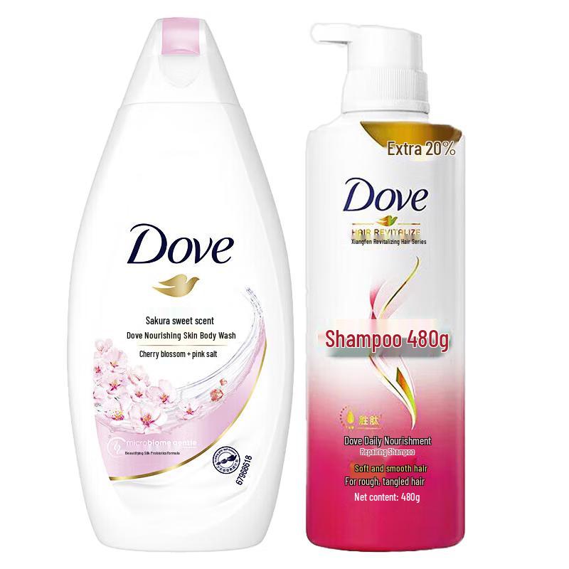 Dove Cherry Blossom Shower Milk & Repair Shampoo Set