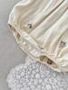 Korean Baby Girl Embroidered Lace Romper - Summer Short Sleeve Bodysuit