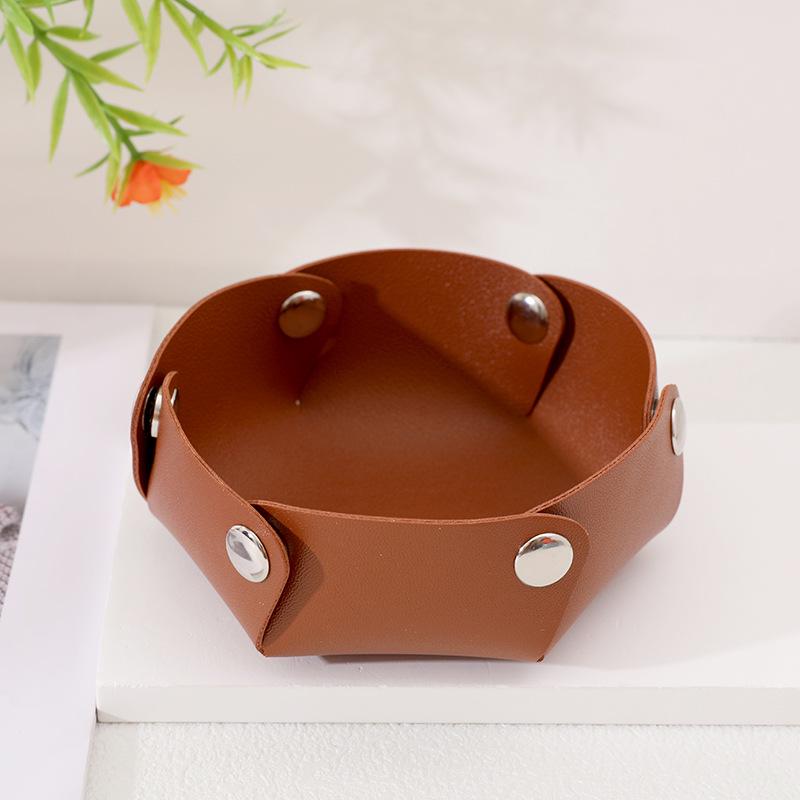 Compact PU Leather Foldable Tray: Entryway and Living Room Organizer for Keys and Jewelry