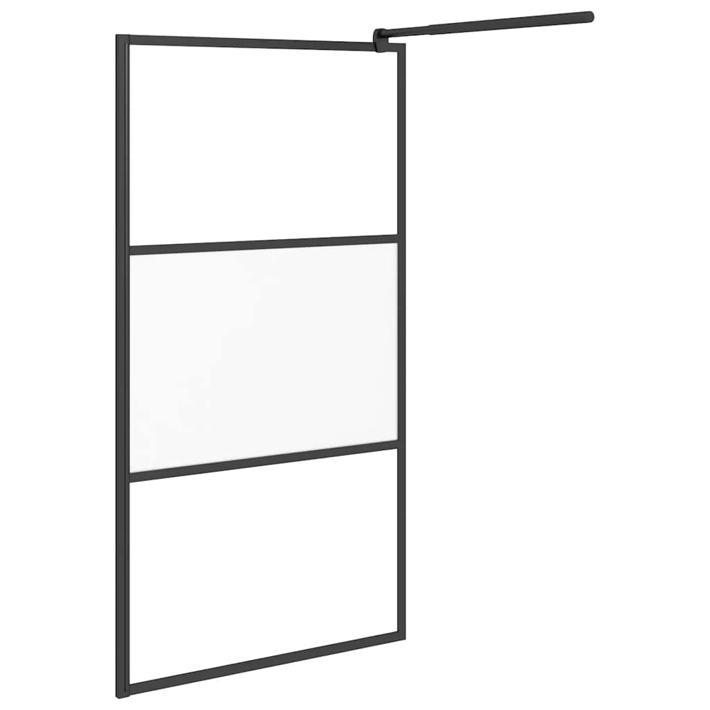 Vidaxl Ścianka Prysznicowa, 100X195 Cm, Szkło Półmrożone Esg, Czarna
