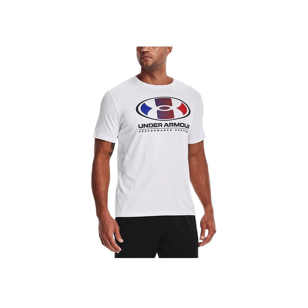 Under Armour Logo Print Crew Neck T-Shirt Men Tops White 1361676-100
