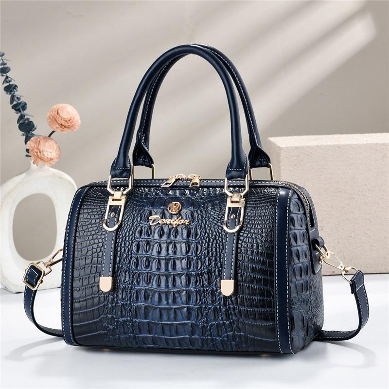 Premium Croc Print Boston Handbag For Ladies, Stylish Multiway Shoulder & Crossbody Daily Bag