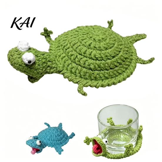 Kit Fai da Te Sottobicchiere Lucertola all'Uncinetto, Artigianato Animale a Maglia Fatto a Mano, Sottobicchiere Decorativo per Tazza da Bevanda Caffè per Adulti, Principiante