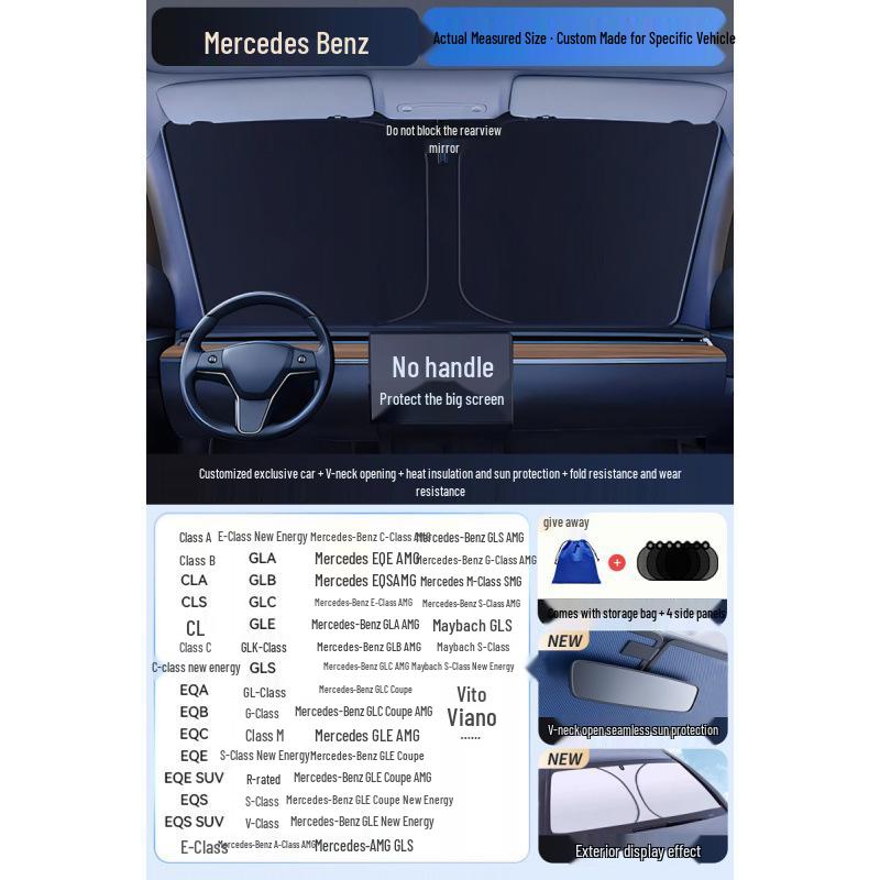 Car Sun Visor Sunshade for Small Windows - Heat Insulation Curtain for Interior Windshield