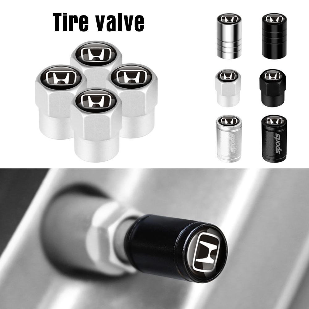 4Pcs Metal Car Badge Wheel Tire Valve Caps For Honda Civic XR-V HR-V City Accord Odyssey Spirior Jazz
