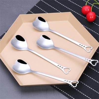 Stainless Steel Spoon Hollow Love Heart Shaped Coffee Spoon Stirring Spoon Dessert Spoon Kitchen Tableware