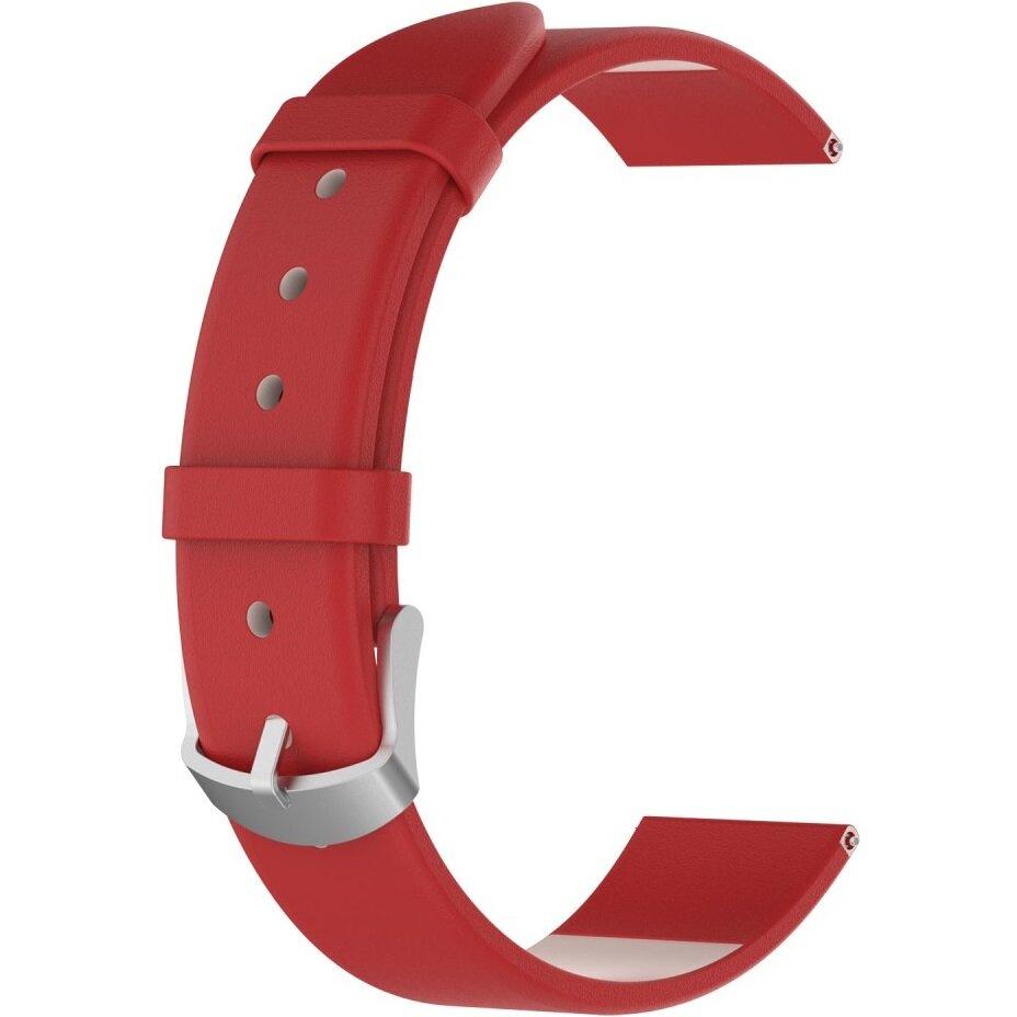 Universal leather strap 18mm, red