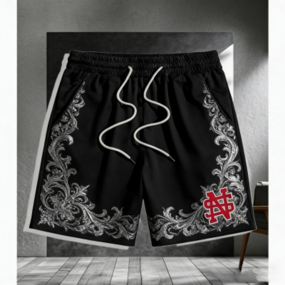 Summer Europe America Grid Stripe Shorts Men's Street Fashion 3D Printed Men's and Women's Trendy Casual Outdoor Sports Shorts