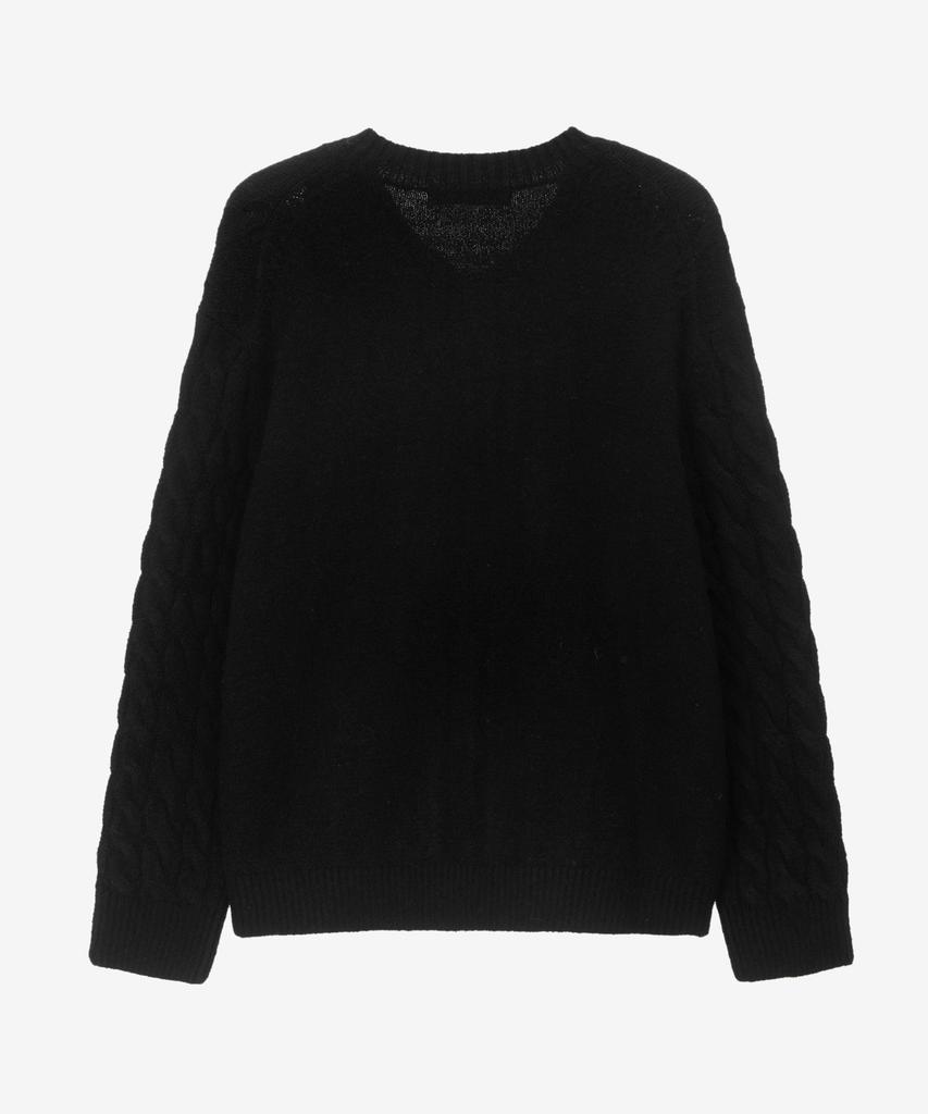 MINDBRIDGE [Hoite] Wool Blend Cable V-Neck Semi-Oversized Knit