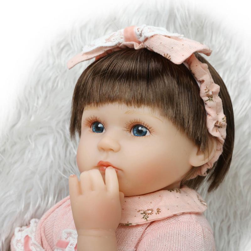 Pinky Soft Vinyl Silicone Reborn Baby Girl Cute Doll 43CM Lifelike Baby Dolls