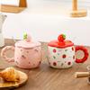 Niedlicher Erdbeerbecher Cartoon Frucht Keramiktasse Große Kapazität Wasserbecher Hoher Wert Mädchen Frühstückstasse Heimgebrauch
