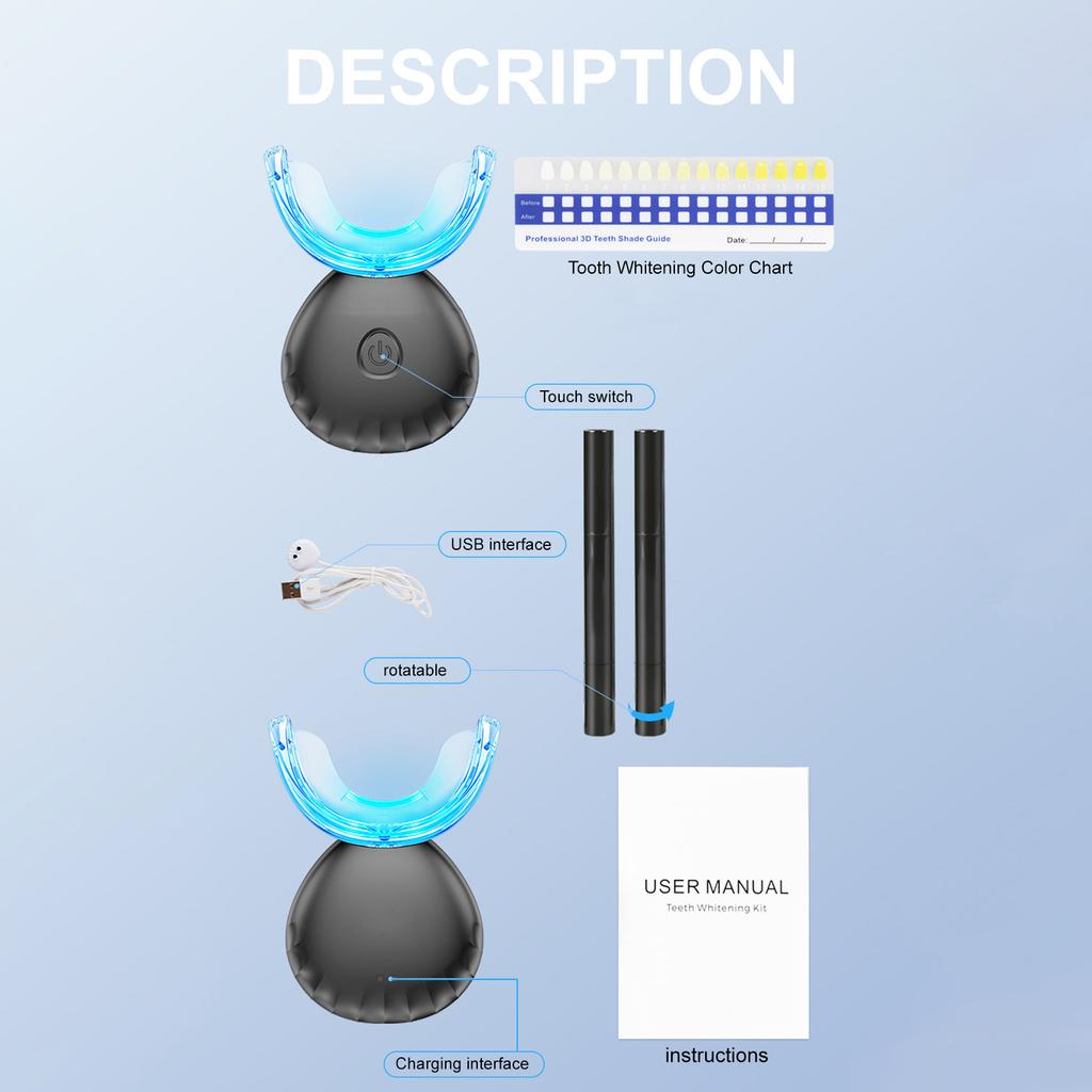 Teeth Whitening Kit, LED Accelerator Light, Teeth Whitening Gel, 20+ Whitening, 8ml Whitening Gel, Whiten Teeth Faster