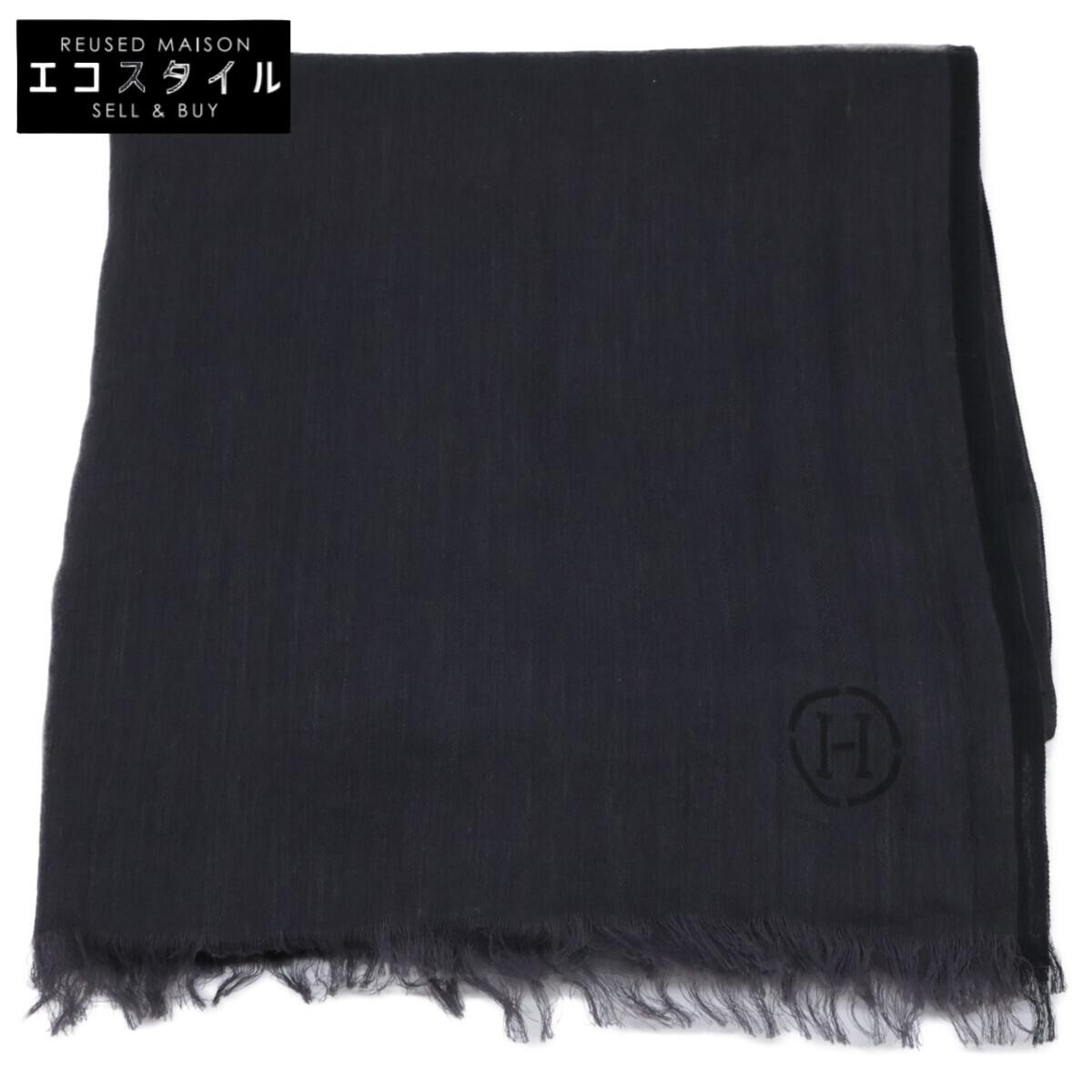

HERMES H logo cotton stole Dark grayUsed
