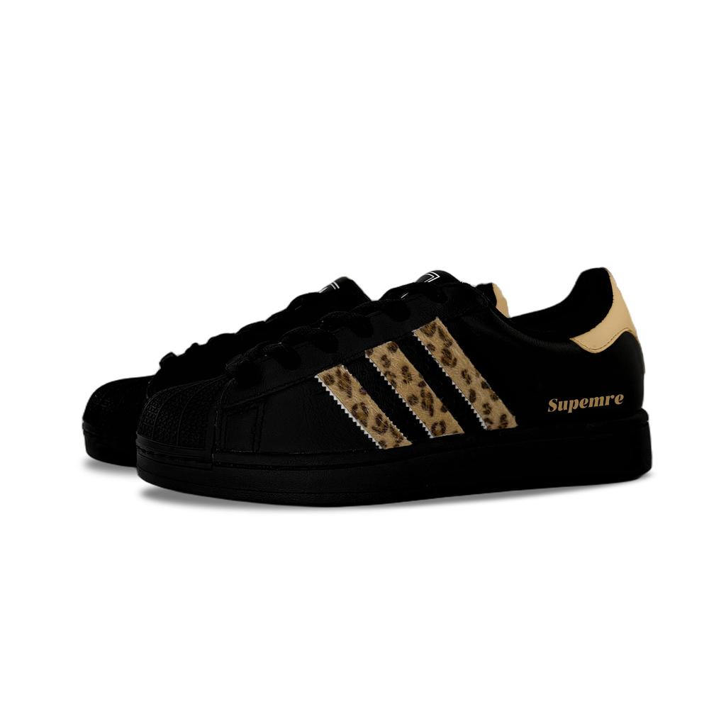 adidas Originals Superstar 2 Leopard Print Abrasion Resistant Low Top Skateboard Shoes Unisex Black JI0079(Team1246-SBOX)