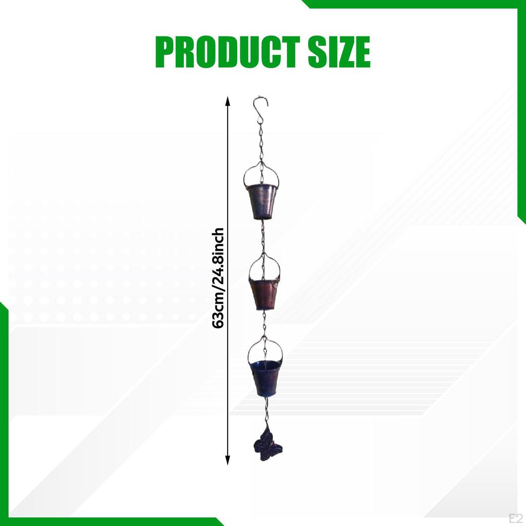 Small Buckets Rain Chain Rainwater Catcher Replace Gutter Downspout Iron Butterfly Decoration