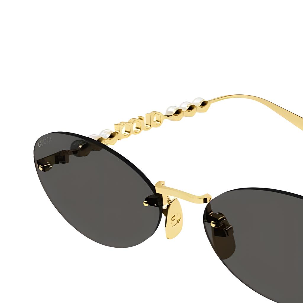 GUCCI Brand Design Metallic Oval Sunglasses Women's Gold