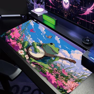Fresh Pastoral Frog Musician Mouse Pad NonSlip Durable Desk Mat Gaming Mat Pc Accessories Mousepad Tapis De Souris Extended Pad