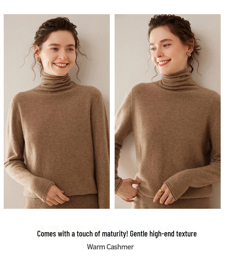 Women's High Neck Cashmere Sweater - New Autumn/Winter Arrival, Casual Knit Base Layer