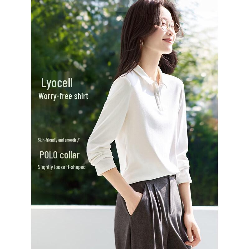 MOHAN YIMEI Women s Lyocell Blend Half-Placket Long Sleeve Shirt M