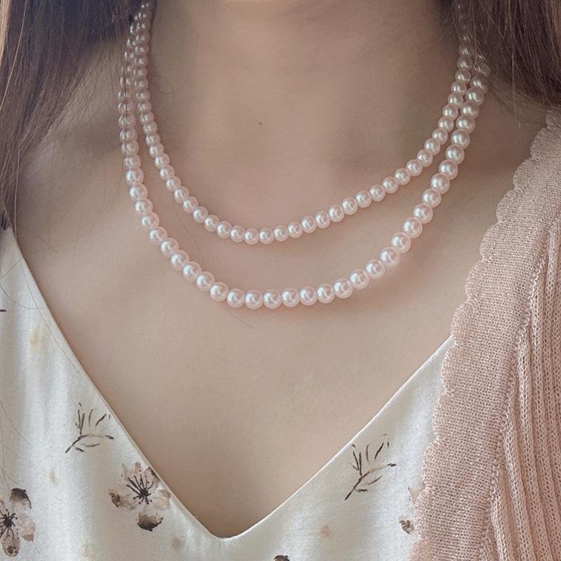Cherry Blossom Pink Pearl Necklace: Elegant, Lustrous, Perfectly Round - Ideal for Spring & Versatile for Women