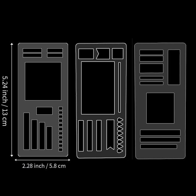 3Pcs Handmade Flexible Record Template Reusable Stencils Drafting Tools For Journaling Checklists Boxes Lines & Daily Planning