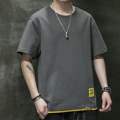 JIAOXIU Herren lockeres Baumwoll-Kurzarm-T-Shirt