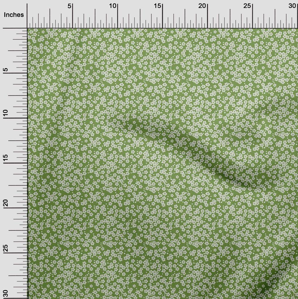 oneOone Cotton Flex Green Fabric Asian Japanese Floral Quilting Supplies Print Sewing Fabric By The Yard 40 Inch