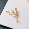 Rinhoo Cute Small Shovel Shaped Brooches For Women Creative Gold Color Rhinestone Shovel Lapel Pins Metal Button Badge Jewelry