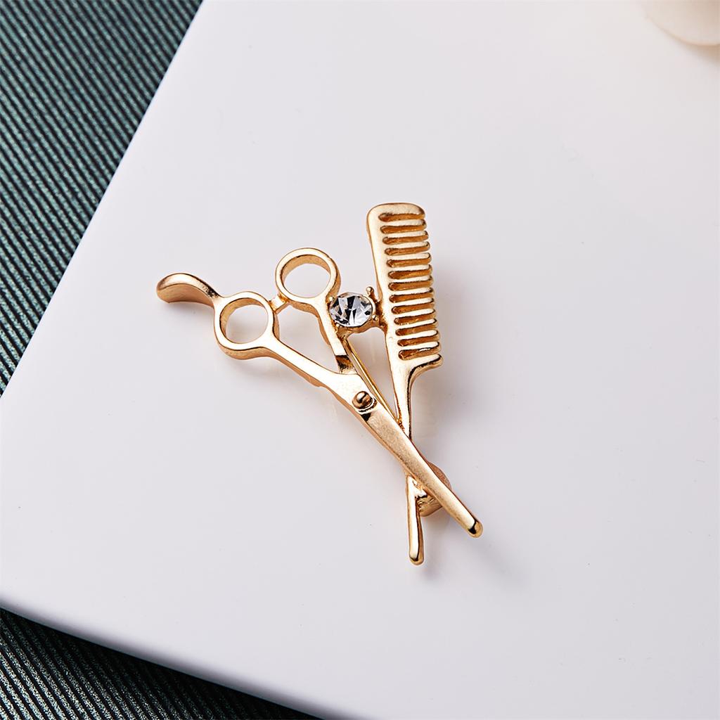 Rinhoo Cute Small Shovel Shaped Brooches For Women Creative Gold Color Rhinestone Shovel Lapel Pins Metal Button Badge Jewelry