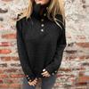 New Women's Autumn Winter Solid Color Casual Turtleneck Loose Knitted Button Pullover Sweater