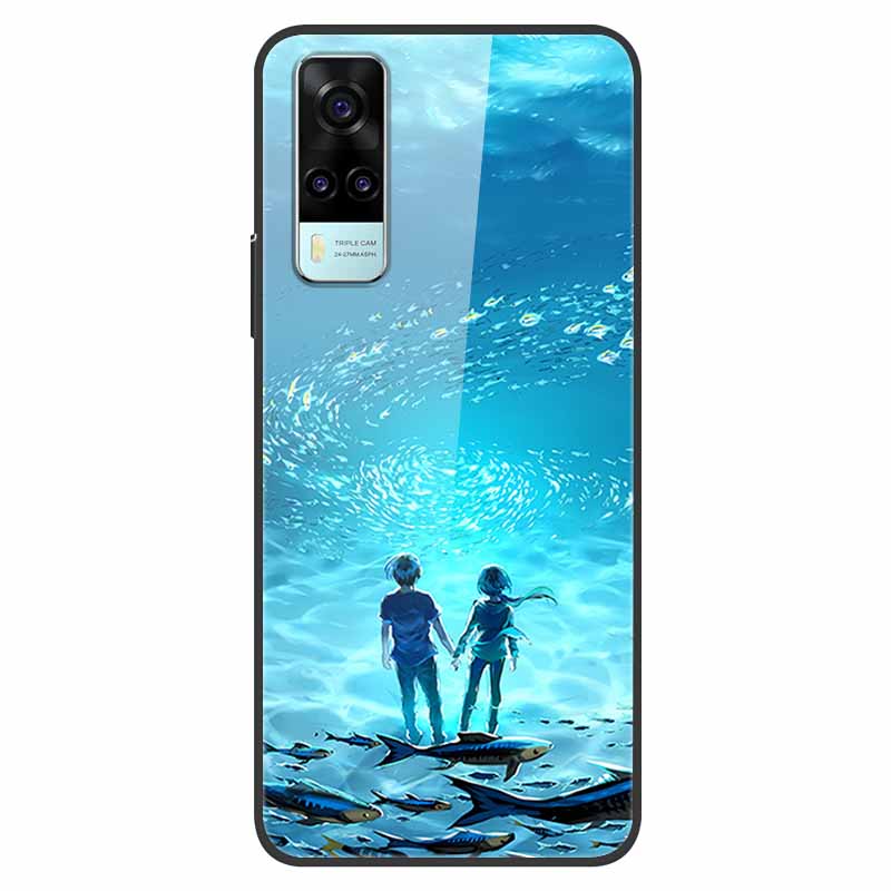 Luxury Cover Case for vivo Y53S 4G Tempered Glass Cover for Vivo Y31 VivoY31 2021 Y51 2020 Phone Case for Vivo V2036 Y53S Coque