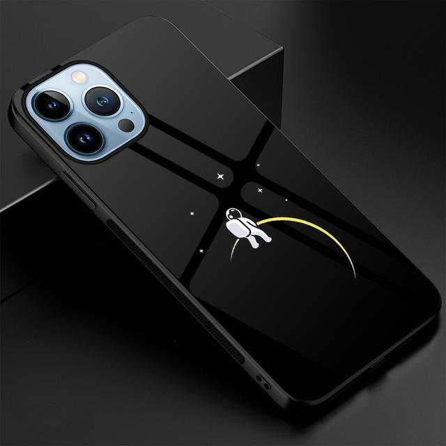 

Милый чехол с изображением космонавта из закаленного стекла для Iphone 14 13 11 12 Pro Max Mini Xs Xr X 7 8 6s Plus Se 2022, защитный чехол, чехол For iPhone 14 Pro