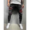 Pantaloni jeans strappati alla moda da uomo Pantaloni casual jeans denim elasticizzati ad alta elasticità a contrasto scozzese
