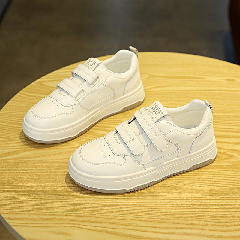 Velcro little white shoes women's flat bottom 2025 spring new popular versatile platform student sports and leisure board shoes